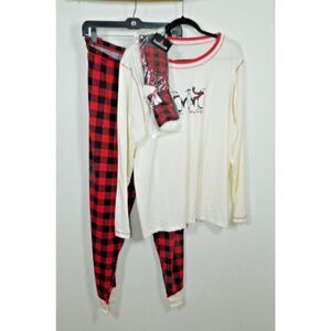 Cuddl Duds Pajamas Women’s Plus Size 2XL 3‎ Pc Set Polar Bear Plaid Pockets